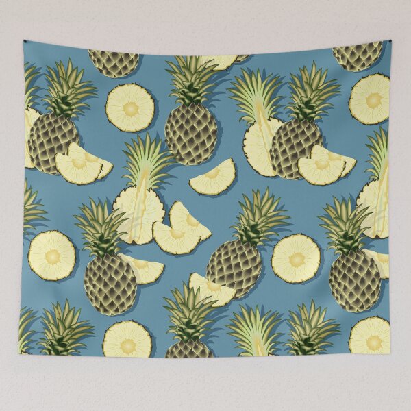 Item preview, Ripe pineapples, gray-blue background designed and sold by Alex  Blud.