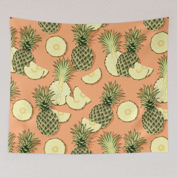 Item preview, Ripe pineapples, light coral background designed and sold by Alex  Blud.