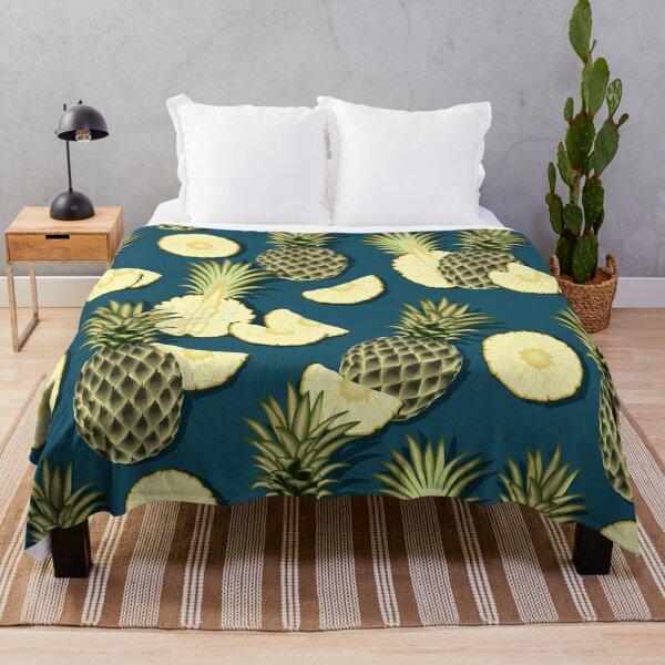 Item preview, Ripe pineapples, navy blue background designed and sold by Alex Blud.