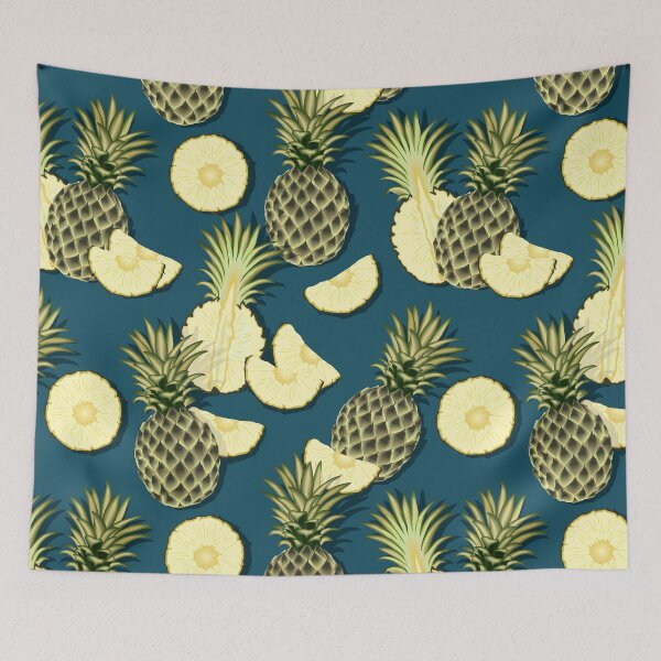 Item preview, Ripe pineapples, navy blue background designed and sold by Alex  Blud.