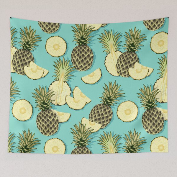 Item preview, Ripe pineapples, turquoise background designed and sold by Alex  Blud.