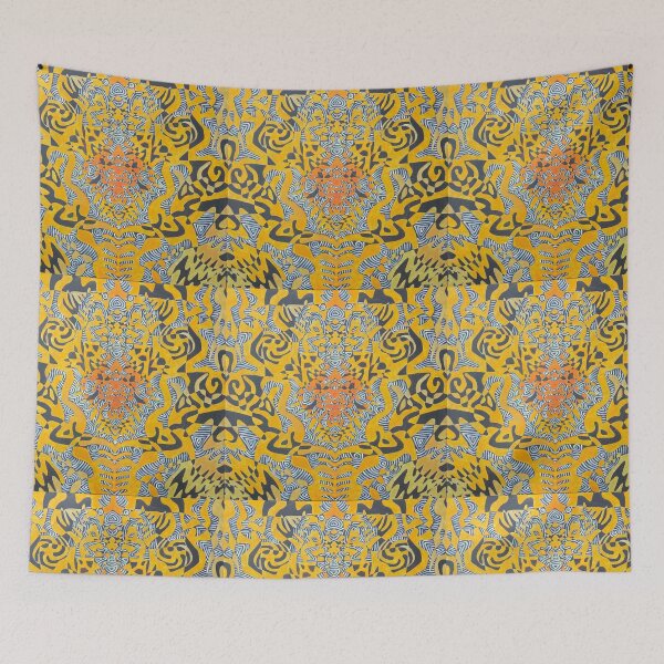 Item preview, symmetrical, yellow, orange, tiger, abstract, folk pattern, ethno,hypnotic designed and sold by JoannaLasGalery.