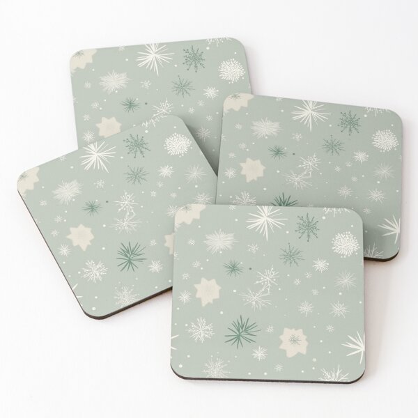 Item preview, Minimalist Christmas pattern with simple hand-drawn snowflakes, stars, and fir trees designed and sold by Coziespace.