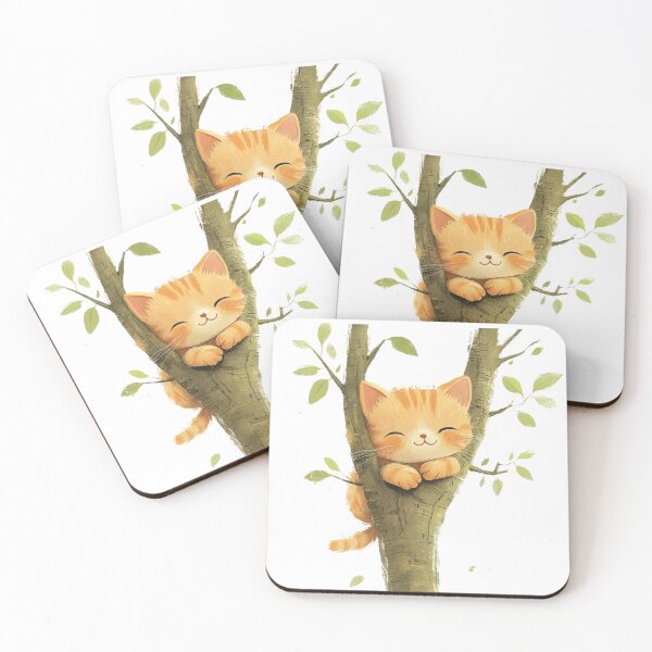 Item preview, super cute cat on a tree designed and sold by Natthiya Minimal.