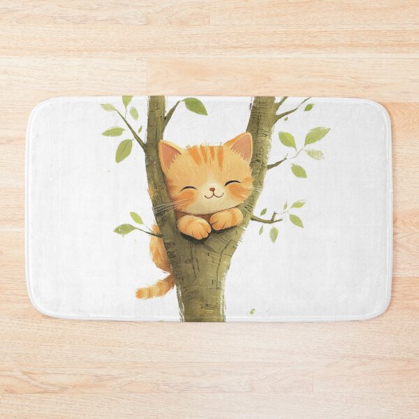 Item preview, super cute cat on a tree designed and sold by Natthiya Minimal.