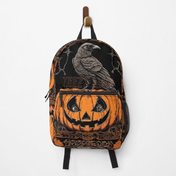 Item preview, Scary Halloween angry curved pumpkin With Crow Design by TEEZY MALL.  designed and sold by TEEZYMall7.