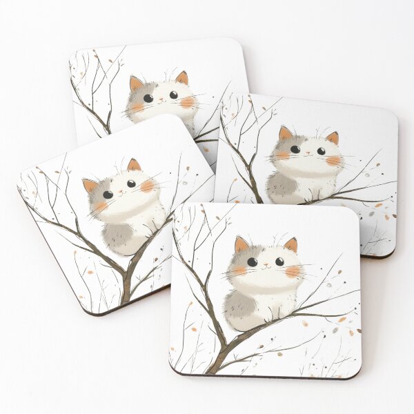 Item preview, super cute cat on a tree designed and sold by Natthiya Minimal.