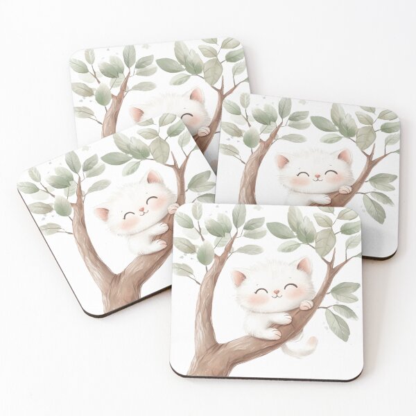 Item preview, super cute cat on a tree designed and sold by Natthiya Minimal.