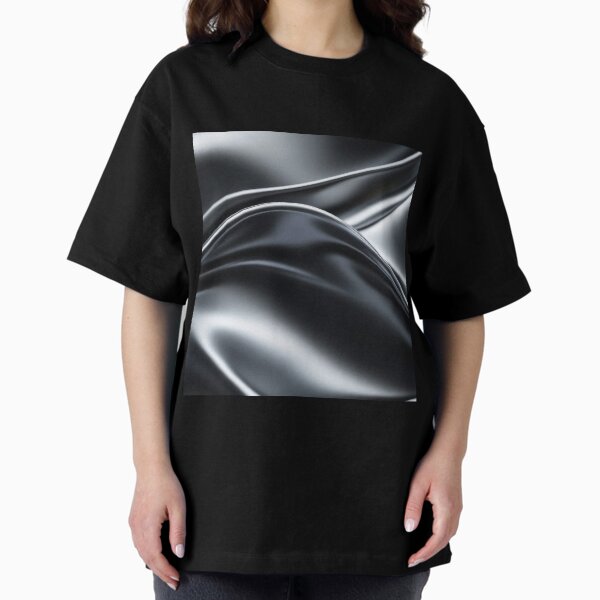Elegant Flowing Black Satin Texture Oversized T-Shirt