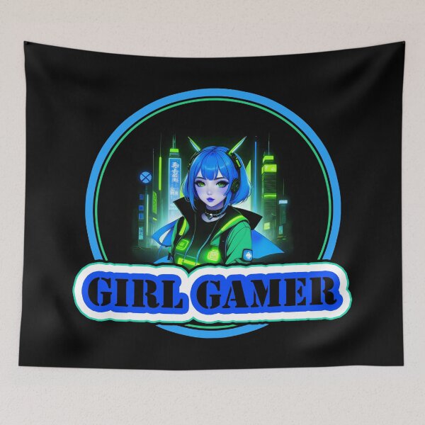 Item preview, Girl Gamer and Girl Gamer Words - Blue Hair designed and sold by Beachy.