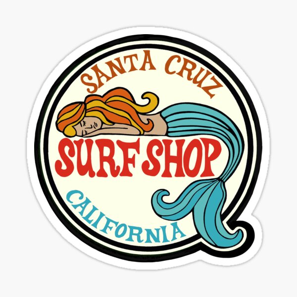 Vista previa del artículo con la obra «Pegatina con el logotipo de la sirena surfista de California de la tienda de surf de Santa Cruz», diseñado y vendido por Kludoman.