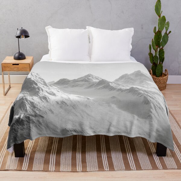 Item preview, Majestic Snow-Capped Mountain Range in Mist -white and grey- designed and sold by lematworks.