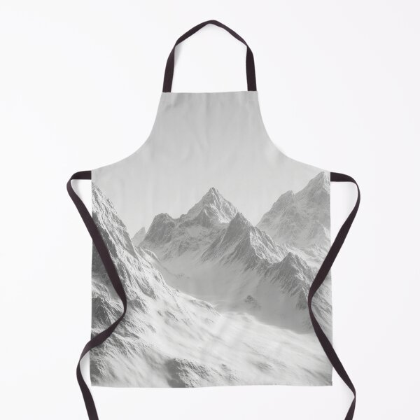 Aperçu de l'œuvre Majestueuse chaîne de montagnes enneigées dans la brume - blanche et grise - créée et vendue par lematworks.