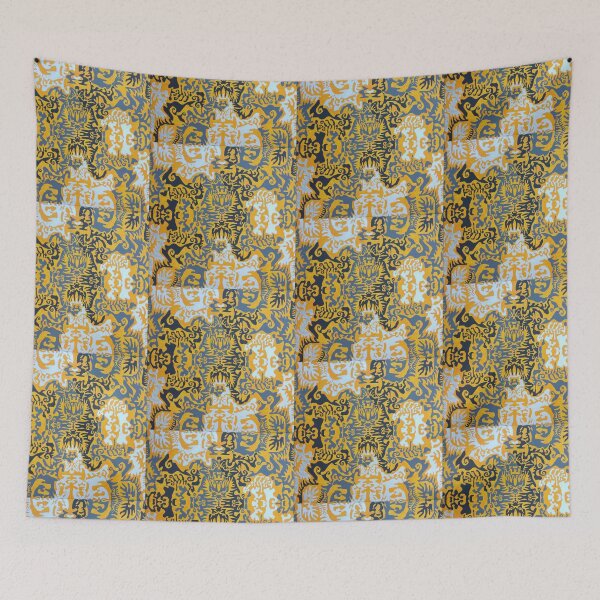 Item preview, symmetry, abstract pattern, hypnotic, festival, yellow, black, organic, painterly designed and sold by JoannaLasGalery.