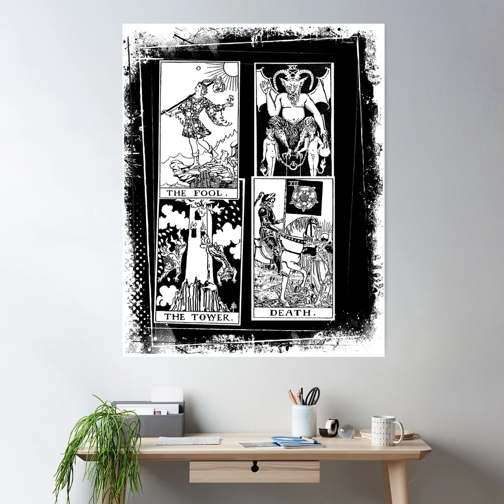 Tarot Grunge Black and White Rider Waite