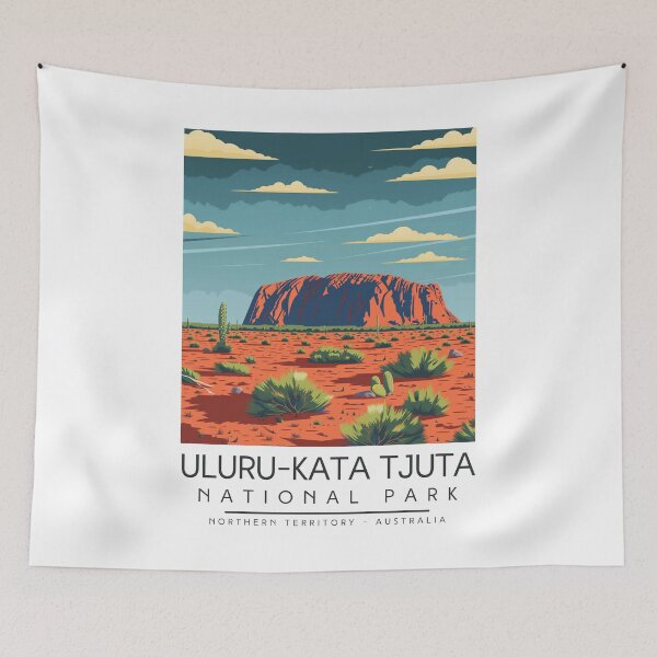Item preview, A Vintage Illustration of Uluru-Kata Tjuta National Park - Northern Territory - Australia designed and sold by GoodOldVintage.