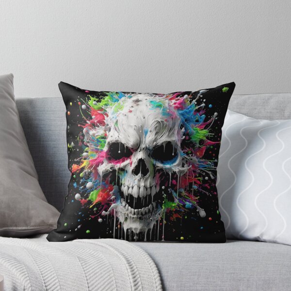 Item preview, Demonic Skull with Neon Paint Splashes designed and sold by deeDamian.