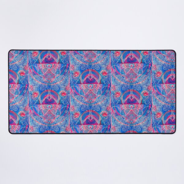 Item preview, symmetrical, mirror, mushrooms, pink, blue, neon, hypnotic, festival designed and sold by JoannaLasGalery.