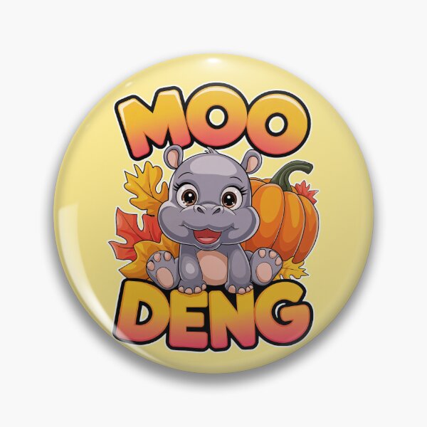 Artikelvorschau, Süßes Nilpferd mit Herbstlaub und Kürbis - Moo Deng Design entworfen und verkauft von Witsprings.