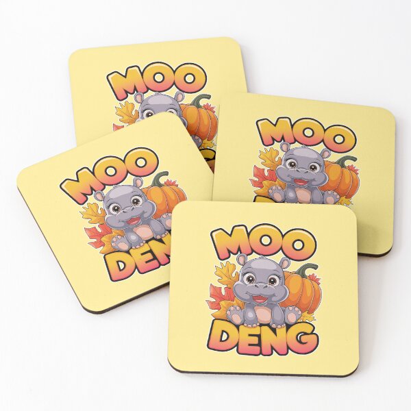 Artikelvorschau, Süßes Nilpferd mit Herbstlaub und Kürbis - Moo Deng Design entworfen und verkauft von Witsprings.