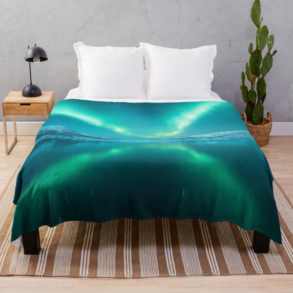 Item preview, Spectacular Green Aurora Lighting Up the Sky and Reflecting in Frozen Waters designed and sold by lematworks.