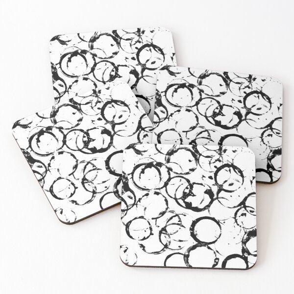 Item preview, Black and White Painted Circle Circular Print Making Pattern Grunge Texture designed and sold by BadgerCastle.