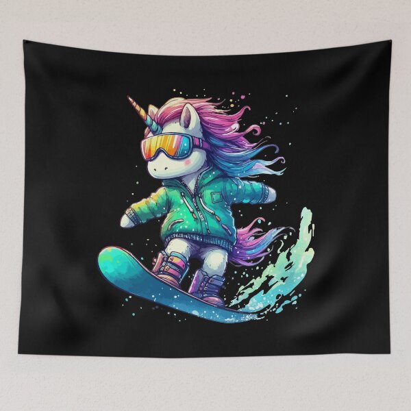Item preview, Cute Funny Magical Unicorn Snowboarder Extreme Winter Sports designed and sold by TomFrontierArt.