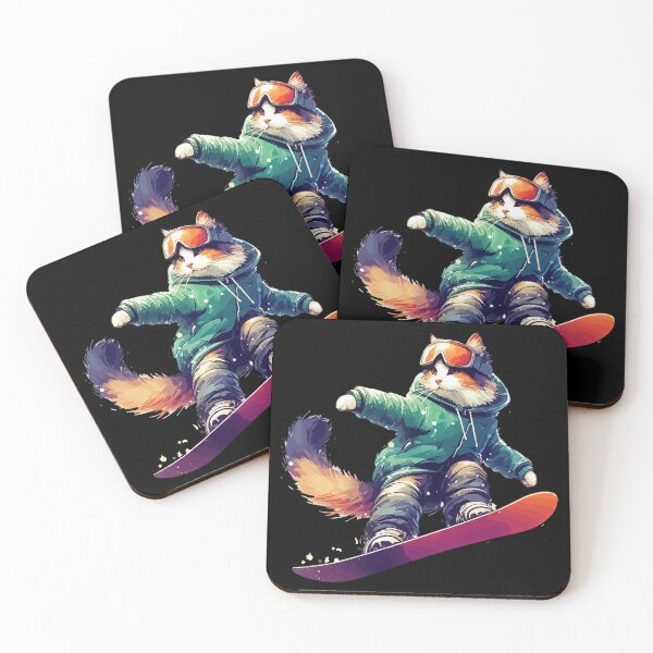 Item preview, Funny Tricolor Cat Snowboarder Extreme Winter Sports designed and sold by TomFrontierArt.
