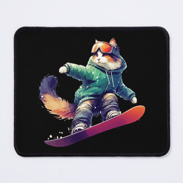 Item preview, Funny Tricolor Cat Snowboarder Extreme Winter Sports designed and sold by TomFrontierArt.