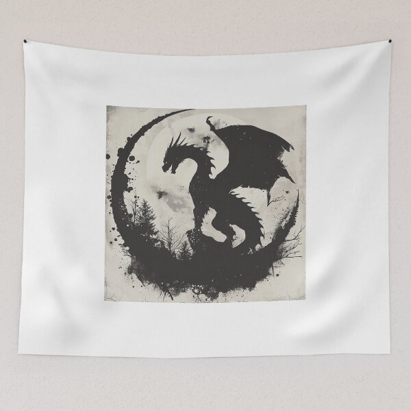 Item preview, English Dragon silhouette with Moon at background designed and sold by redstar19.