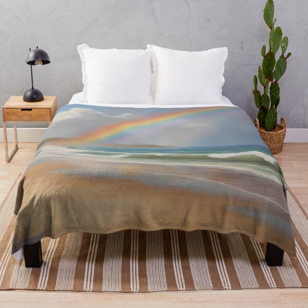 Item preview, Sandy Beach with Rainbow and Ocean Waves designed and sold by CalmnessbyChoice.