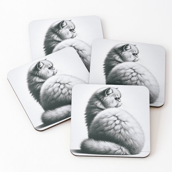 Item preview, Fluffy Cat Sitting with Curled Tail in Profile designed and sold by allarts2016.