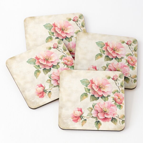 Item preview, Pink Flowers on Vintage Background designed and sold by Quijote-.