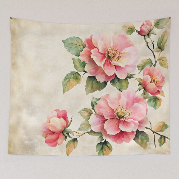 Item preview, Pink Flowers on Vintage Background designed and sold by Quijote-.
