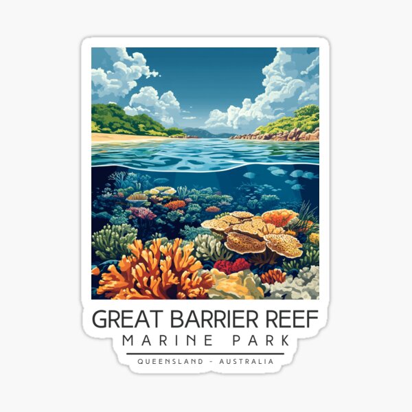 Item preview, A Vintage Illustration of Great Barrier Reef Marine Park - Australia designed and sold by GoodOldVintage.