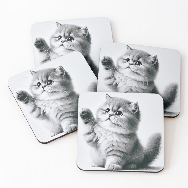 Item preview, Fluffy Cat Raising Paw in Playful Gesture designed and sold by allarts2016.