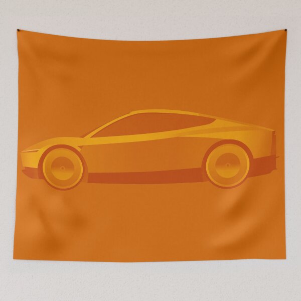Item preview, Orange Cyber Cab / Robo taxi - tech | minimalist | tesla Stickers designed and sold by PoshPixel.