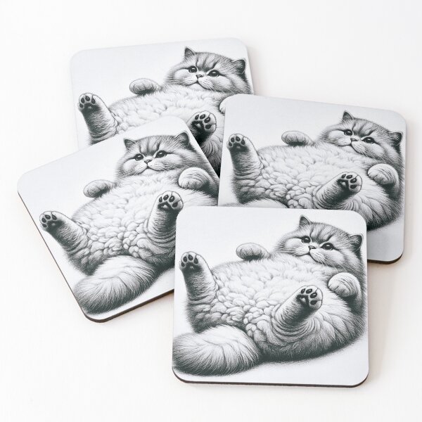 Item preview, Fluffy Cat Lying on Its Back with Playful Pose designed and sold by allarts2016.
