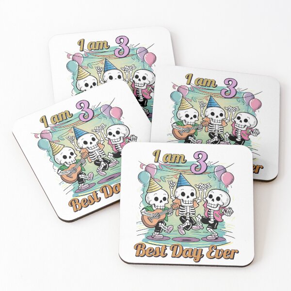 Item preview,  I am 3 Years, Best Day Ever, Kids Birthday Skeleton Music Group Buddies designed and sold by Raise2Shine.