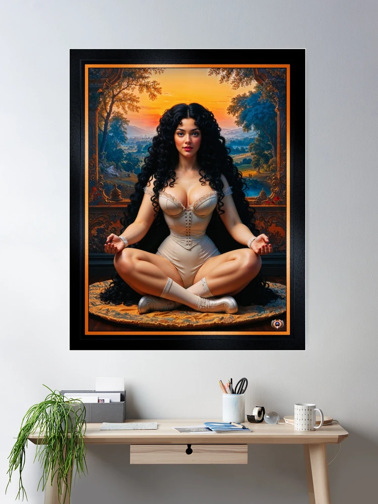 Elegant Woman in Meditative Harmony Amidst Natures Beauty Stunning AI Concept Art by Xzendor7 Wall Decor Poster Art Print