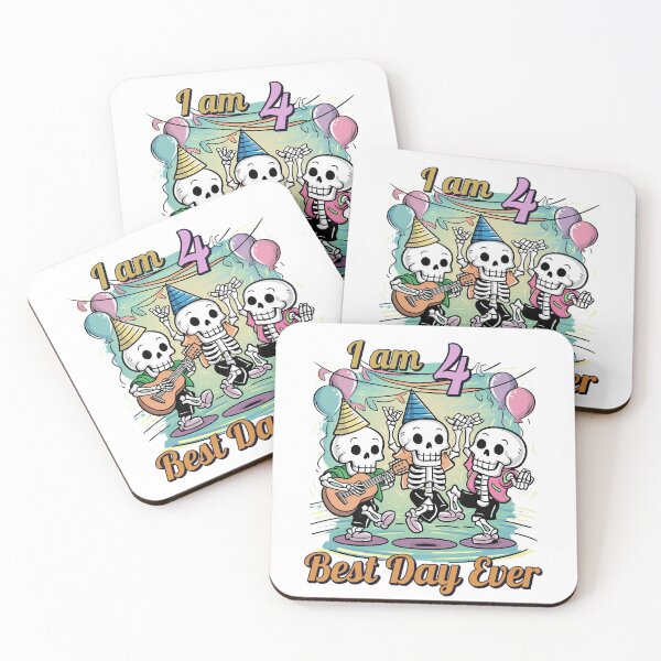 Item preview,  I am 4 Years, Best Day Ever, Kids Birthday Skeleton Music Group Buddies designed and sold by Raise2Shine.