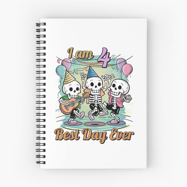 Item preview,  I am 4 Years, Best Day Ever, Kids Birthday Skeleton Music Group Buddies designed and sold by Raise2Shine.