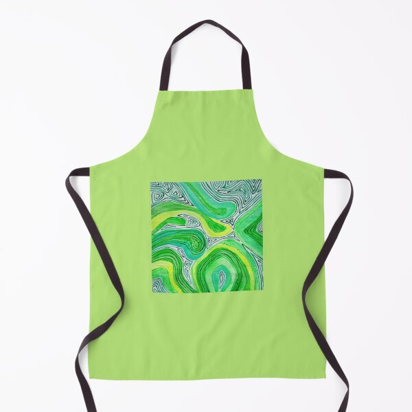 Item preview, green, color spots, painterly, lemon, waves, abstract, festival, art designed and sold by JoannaLasGalery.