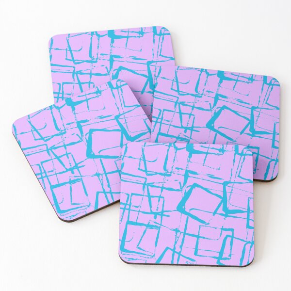 Item preview, Pink and Teal Square Outline Right Angle Print Making Hand Painted Pattern Texture designed and sold by BadgerCastle.