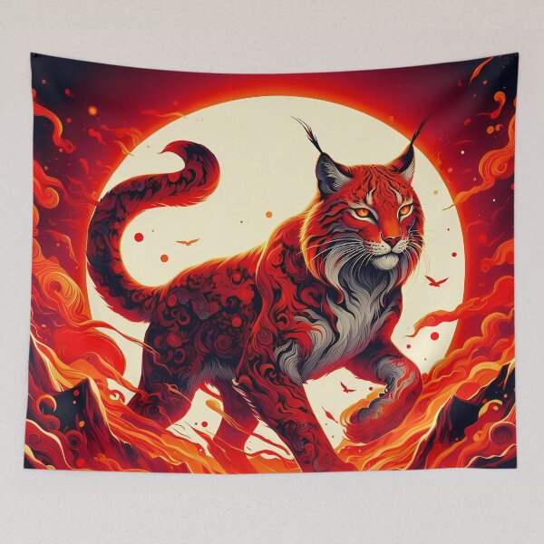Item preview, Lava Fire Lynx Against a Sun, Ai Generated Art  designed and sold by ACC .