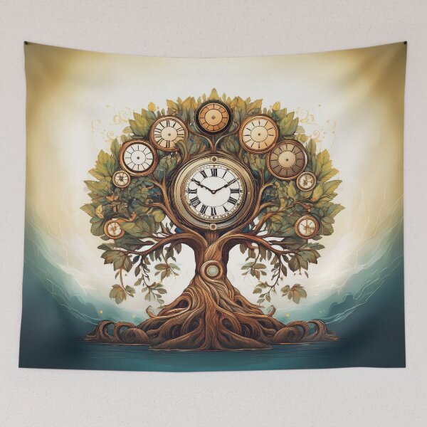 Item preview, An ancient tree with clock faces as leaves, representing the passage of time. designed and sold by HEMRO.
