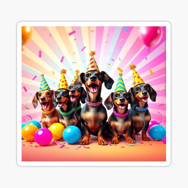 Item preview, Animal art; Daschund celebration  designed and sold by Fierce & Bright.