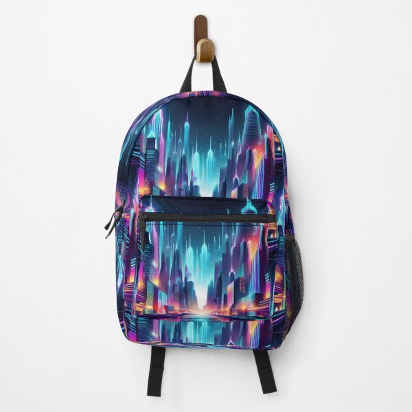 Item preview, Futuristic Neon Cityscape – Cyberpunk Art designed and sold by RaiyaTees.