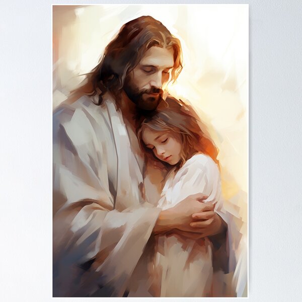 Item preview, Jesus Christ Holding Little Girl Painting designed and sold by AdamesArtStudio.