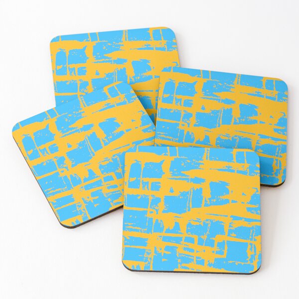 Item preview, Blue and Yellow Square Outline Right Angle Print Making Hand Painted Pattern Texture designed and sold by BadgerCastle.